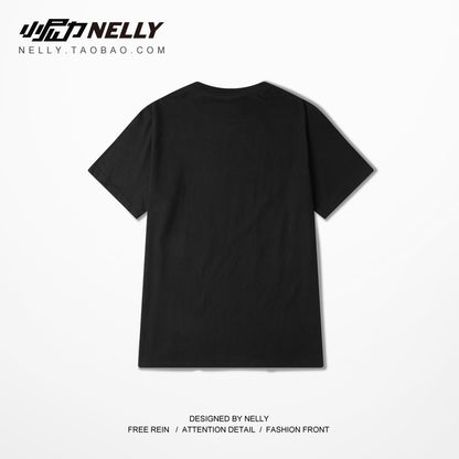 Summer new Japanese hip-hop Hong Kong casual hip-hop tide brand couple models pure cotton short-sleeved t-shirt trendy men and women tee