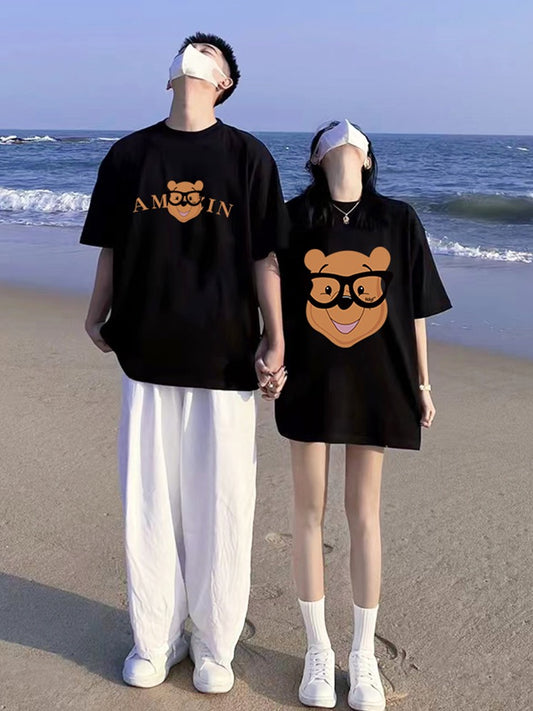 Couple wear summer short-sleeved 2023 new summer trendy brand summer dopamine wear is not the same as a high-end t-shirt