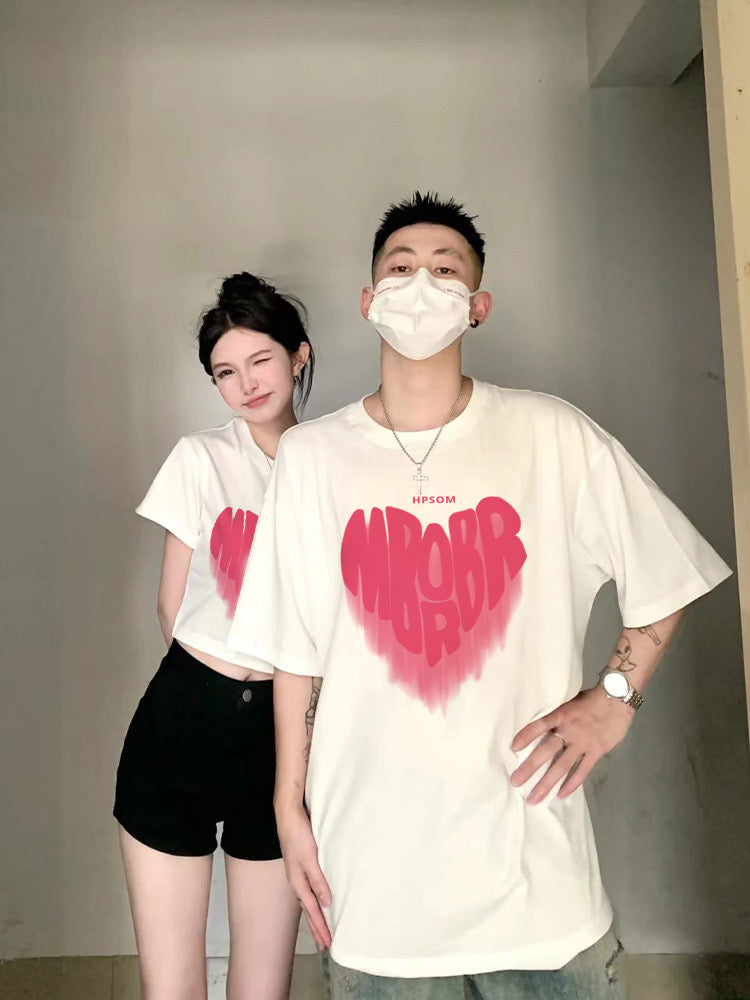 The same color couple clothes summer clothes Internet celebrity ins super hot trendy brand t-shirt high-end sense 2023 new trend short-sleeved half