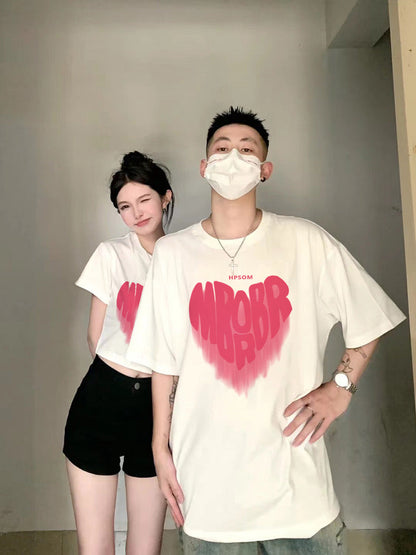 The same color couple clothes summer clothes Internet celebrity ins super hot trendy brand t-shirt high-end sense 2023 new trend short-sleeved half