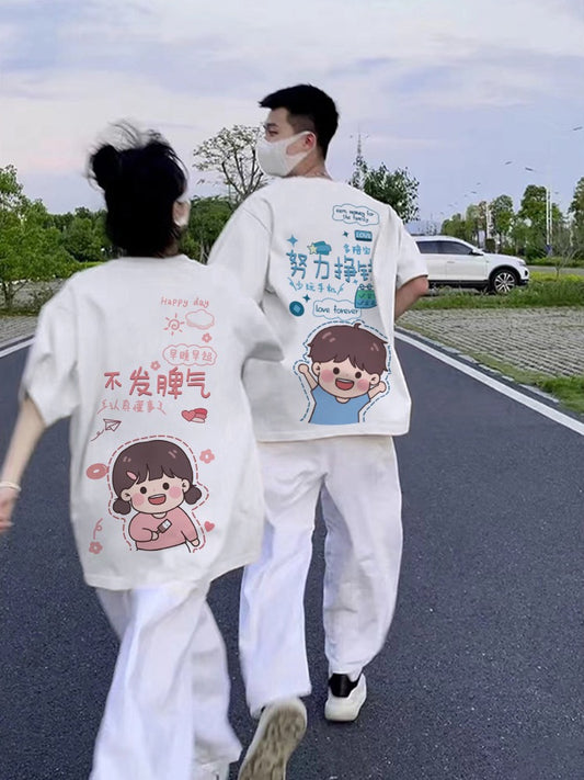 Different couple clothes summer clothes design sense niche brand trend 2023 new spring couple t-shirt short sleeves
