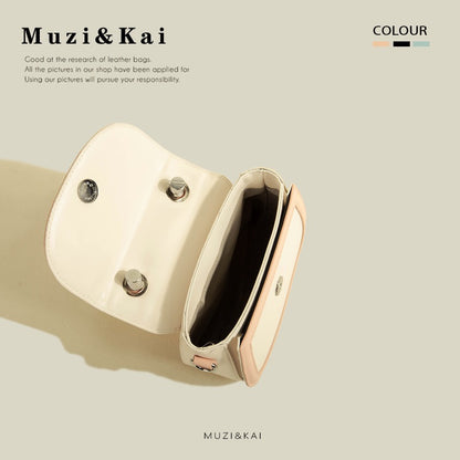 MuziKai genuine fresh and lovely color contrast stitching handbag bag women 2023 new all-match texture Messenger bag