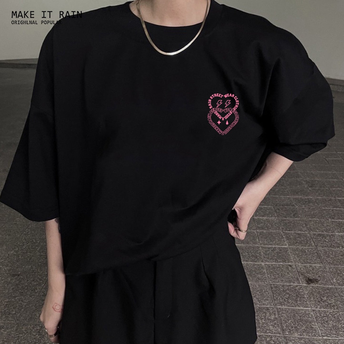 Ins trend new love letter couple tops 2022 national trend hip-hop men's trendy all-match short-sleeved T-shirt loose