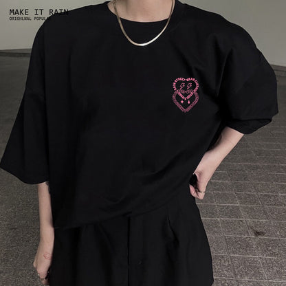 Ins trend new love letter couple tops 2022 national trend hip-hop men's trendy all-match short-sleeved T-shirt loose