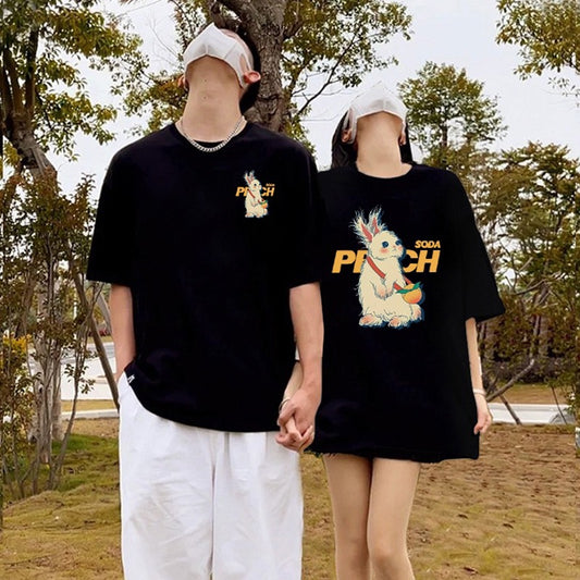 Not the same special couple outfit summer clothes set half short-sleeved high-end sense T-shirt men and women 2023 new spring