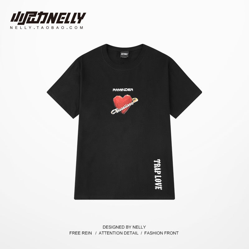 Retro T-shirt men's short-sleeved loose tide brand handsome ins half-sleeved T-shirt men's summer chic trendy top bf style