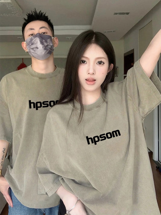 Couple wear t-shirt summer dress 2023 new spring and summer short-sleeved trendy brand high-end suit different couple clothes