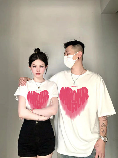 The same color couple clothes summer clothes Internet celebrity ins super hot trendy brand t-shirt high-end sense 2023 new trend short-sleeved half