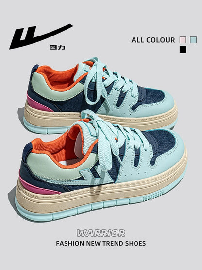 Pull back summer breathable skate shoes women 2023 new retro color matching dopamine thick bottom women's shoes all-match casual shoes