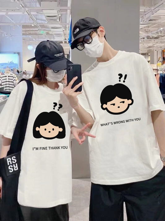 Couple wear summer short-sleeved 2023 new summer trendy brand summer dopamine wear is not the same as a high-end t-shirt