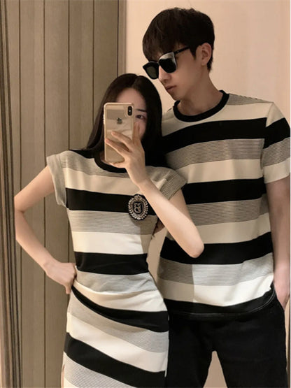 French couple dress, summer dress, one dress, one dress, you and I, length disoo, special high-end suit, summer t-shirt