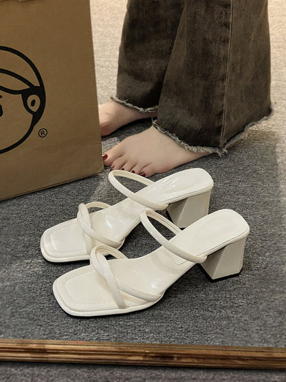 Slippers with skirt women's summer wear 2023 new French retro sandals high-end high-heeled shoes