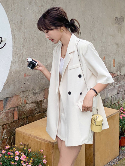 Thin suit suit female summer small man 2023 new design sense temperament thin casual shorts two-piece set