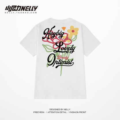 Graffiti oversize short-sleeved men's and women's trendy brand loose half-sleeved T-shirt summer ruffian handsome hip-hop top men's t-shirt