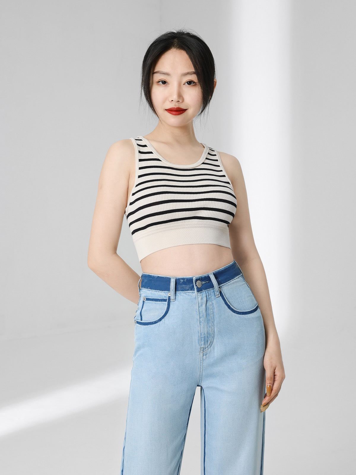 Wang Youshan denim wide-leg pants women's floor-mopping tencel drape 2023 summer thin section straight tube loose slim high-waisted pants