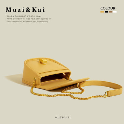MuziKai genuine simple texture niche chain bag women 2023 new commuter all-match one-shoulder Messenger bag