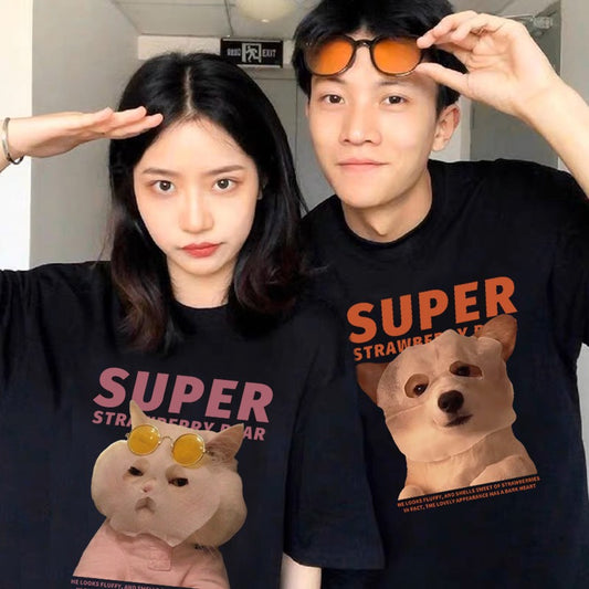 Special couple clothes summer clothes 2023 new trend net red high-end sense very fairy short-sleeved t-shirt suit clothes