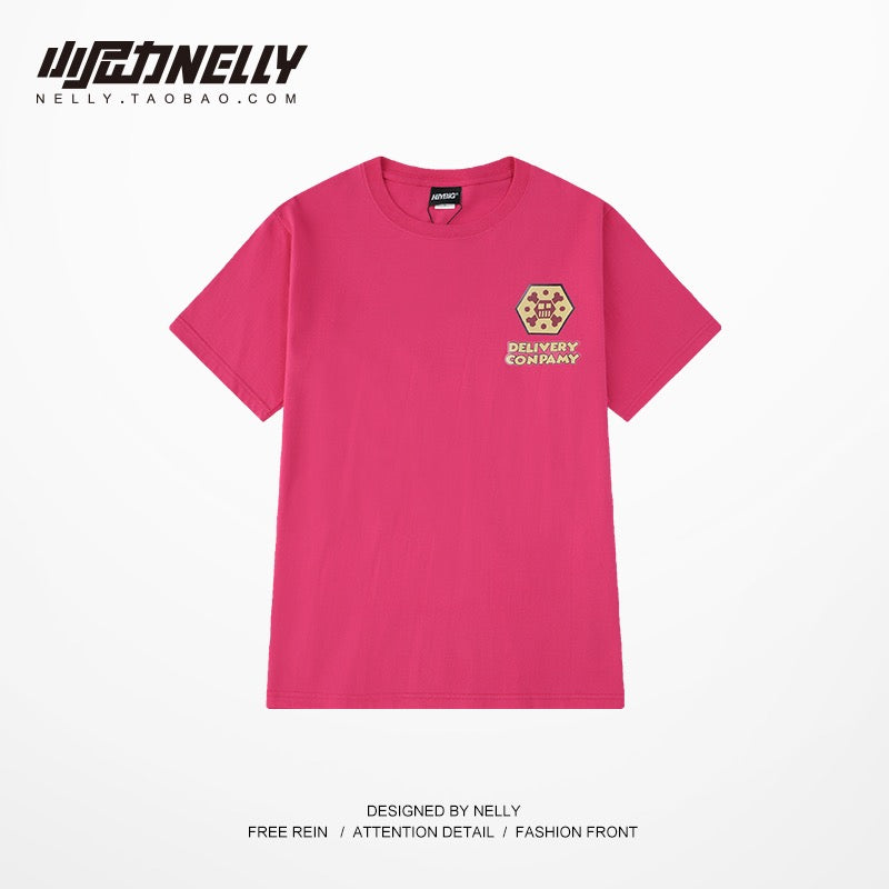 Harajuku style short-sleeved men's Korean version of the trend retro graffiti T-shirt loose all-match tide brand ins Douyin same style top clothes