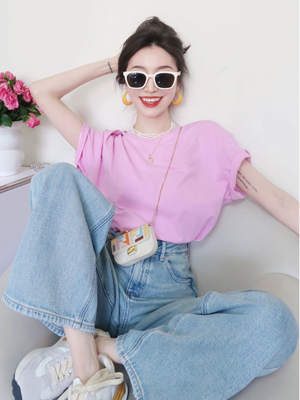 Summer clothes with a whole set of fat and thin Dopamine girls wear playful and lively age-reducing suits for women 2023