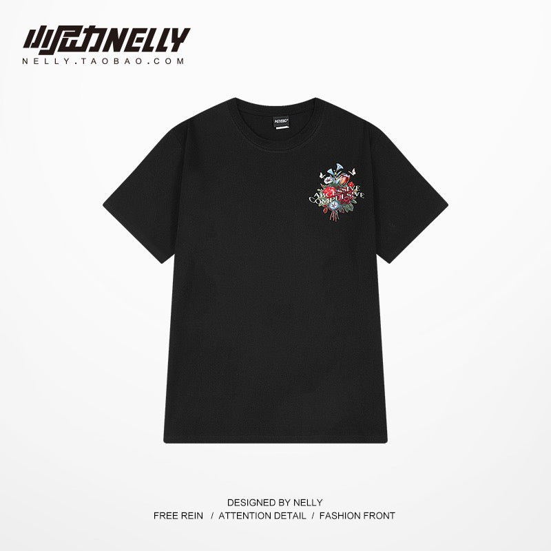 European and American style retro T-shirt men's summer American street hip-hop ins tide brand short-sleeved Hong Kong style national tide tee half-sleeved bf