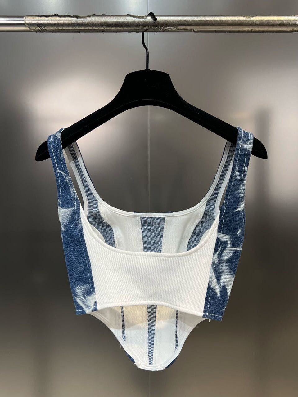 Grapefruit MM 2023 Summer Square Collar Sleeveless Sleeveless Color Matching Waist Suspender Straight Leg Pants European and American Hot Girl Style Denim Suit