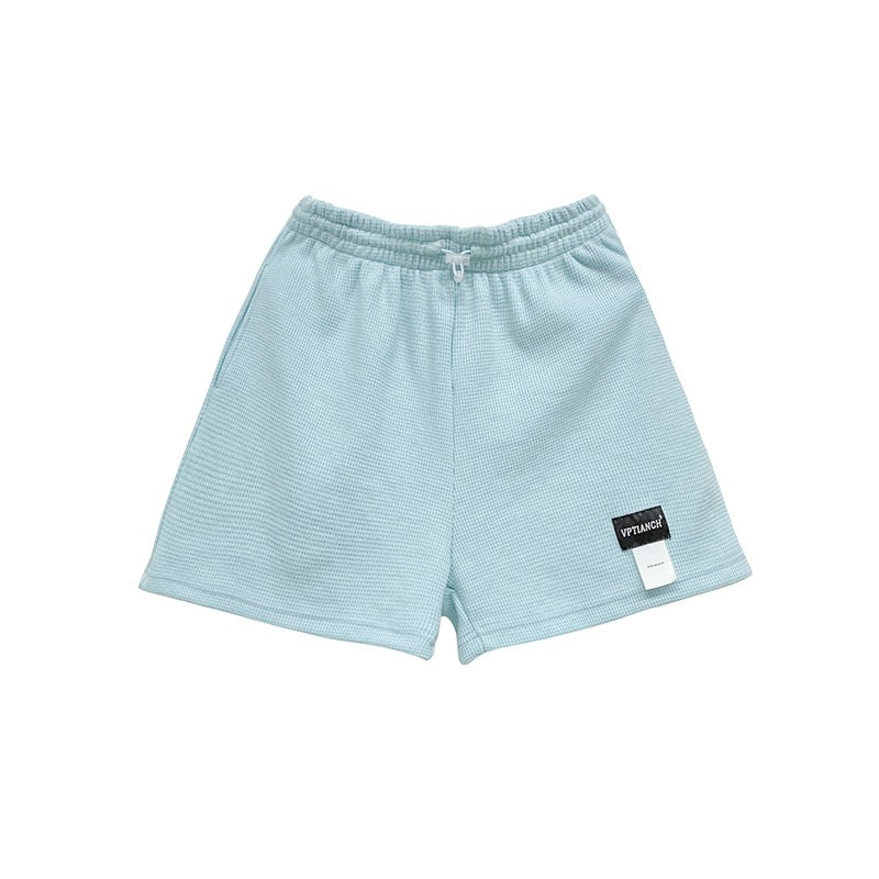 Street hot girl letter label sports shorts women's high waist drawstring slimming wide-leg hot pants loose casual three-point pants