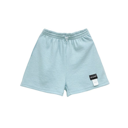 Street hot girl letter label sports shorts women's high waist drawstring slimming wide-leg hot pants loose casual three-point pants
