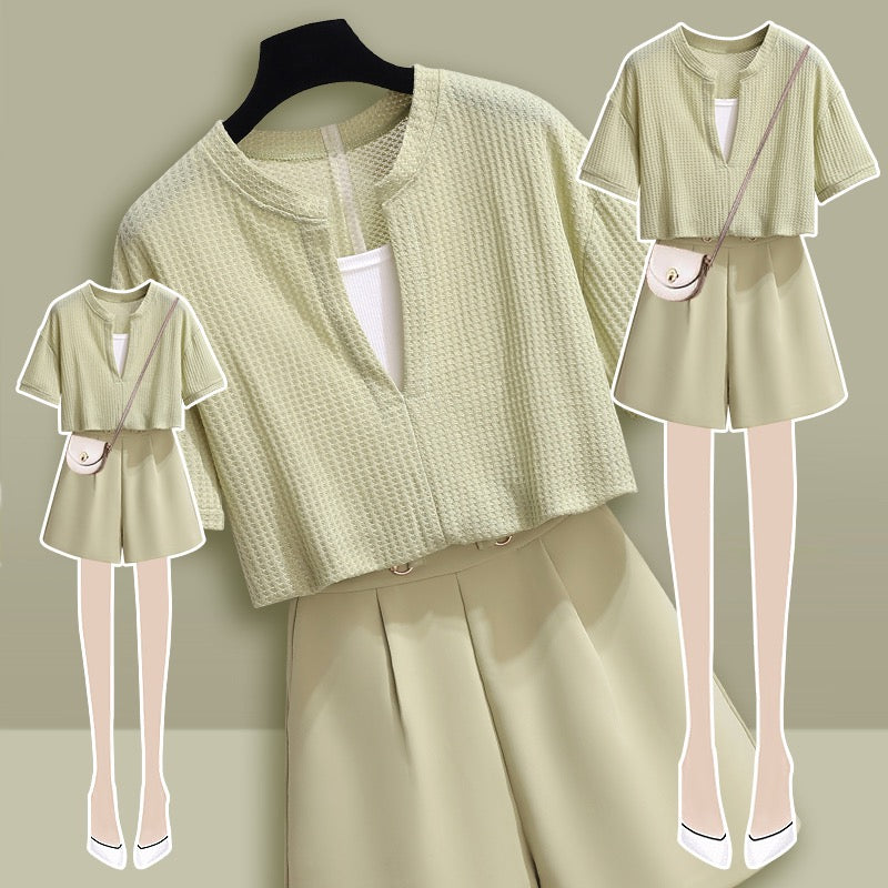 Summer suit female 2023 new small man wears a whole set of small fresh net red fashion lively and age-reducing two pieces