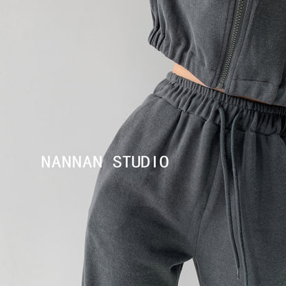 American street loose casual sports pants women's spring and autumn high waist drawstring trousers slim harem pants ins tide