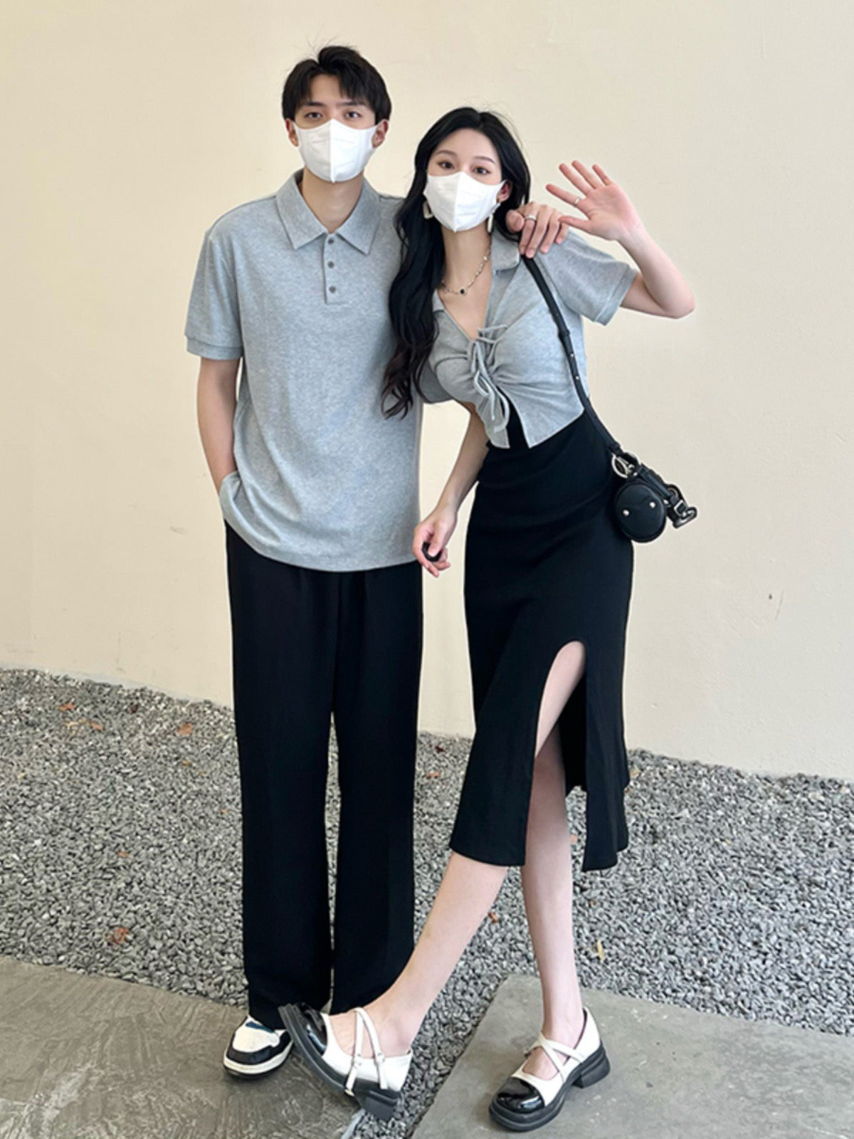 French couple's summer dress 2023 new one skirt and one dress design feeling niche fake two-piece dress high waist slimming