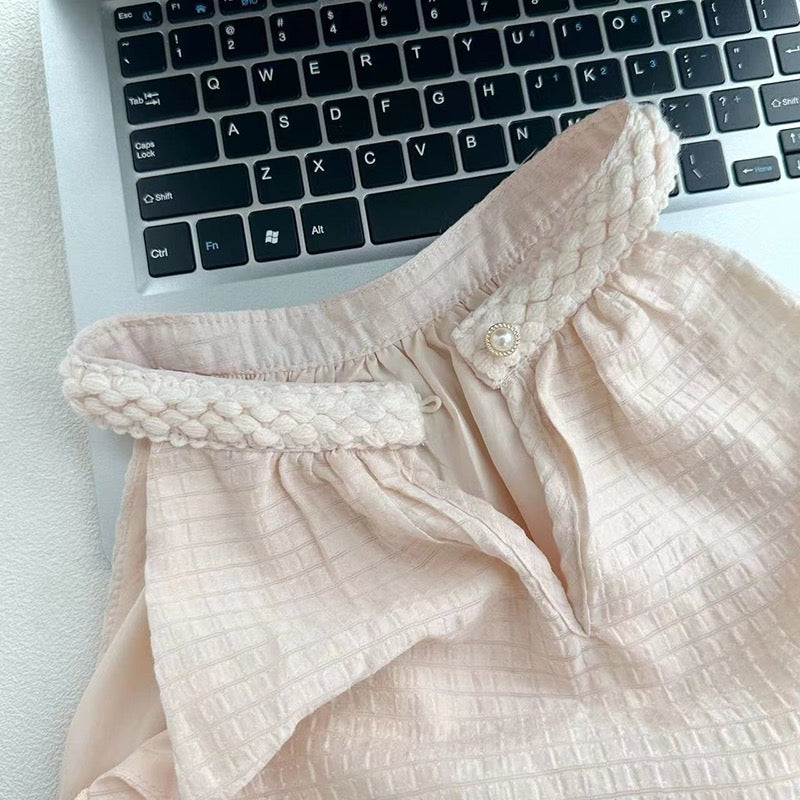 Duolaimei slightly drunk skirt design sense pleated sleeveless dress women's vacation style sweet big skirt chiffon long skirt