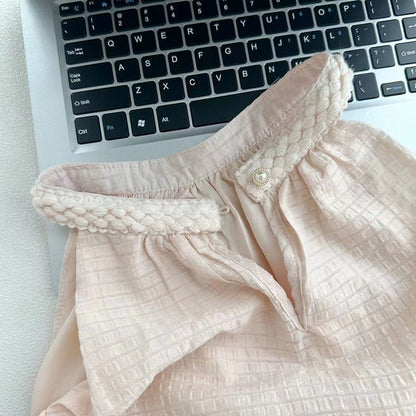 Duolaimei slightly drunk skirt design sense pleated sleeveless dress women's vacation style sweet big skirt chiffon long skirt