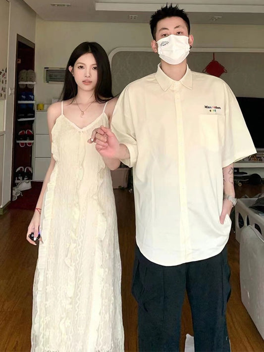 Very fairy couple dress summer one skirt one dress 2023 new style your clothes my long skirt French niche short-sleeved shirt