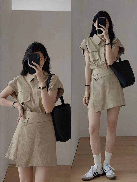 Summer clothes with a whole set of fat and thin wear net red fried street fashion casual skirt suit female 2023 new