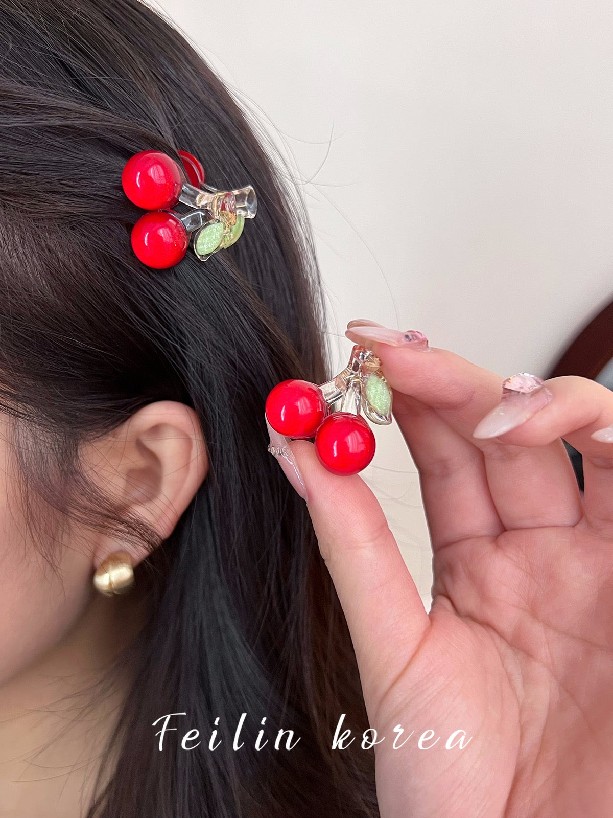 Mini exquisite cute princess hair clip forehead bangs side cherry smal –  Lee Nhi Boutique