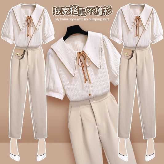 Professional suit women's summer 2023 new small man wears a whole set of summer clothes, fashion, foreign style and fashionable two-piece suit