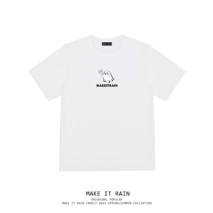 22ss hip-hop trend large print European and American tops oversize men's trendy street ins style all-match short-sleeved T-shirt
