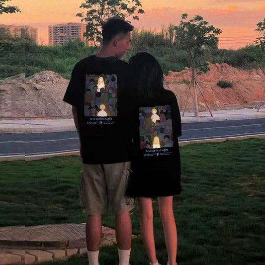 disoo different couple outfit summer suit 2023 new spring and summer high-end sense very fairy special short-sleeved T-shirt