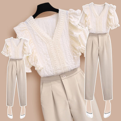 Professional suit women's summer 2023 new small man wears a complete set of temperament, fashion, foreign style and fashionable two-piece suit