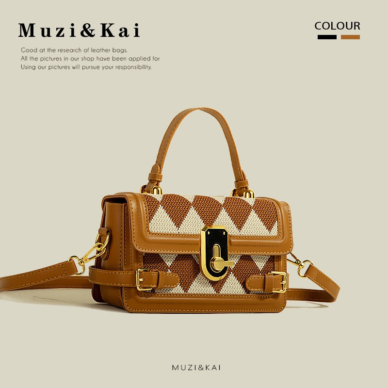 MuziKai authentic portable rhombus stitching retro bag women 2023 new classic all-match commuter Messenger bag