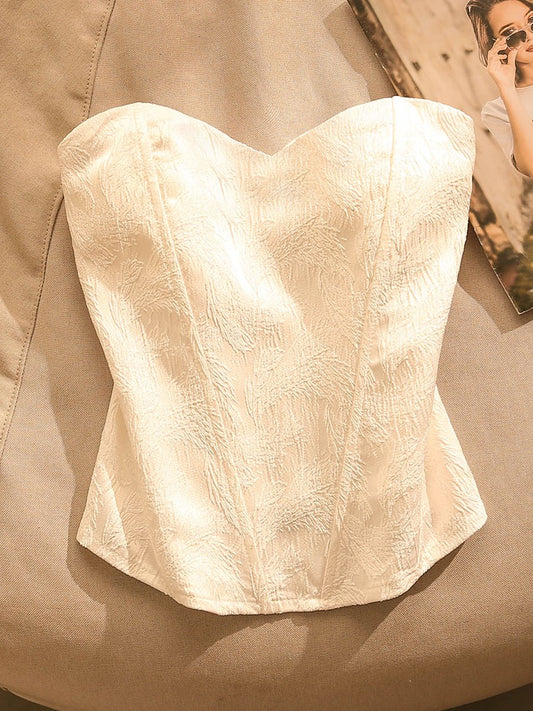 Jacquard Fishbone Corset Camisole Women's Inner Belt Sexy Slim Belt Breast Pad Base Tube Top Top Outer Wear