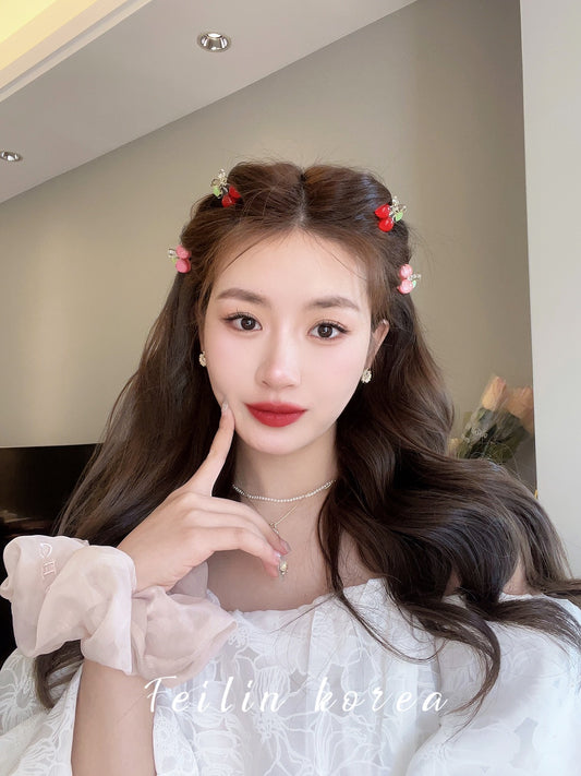 Mini exquisite cute princess hair clip forehead bangs side cherry small clip hair accessories small clip headdress