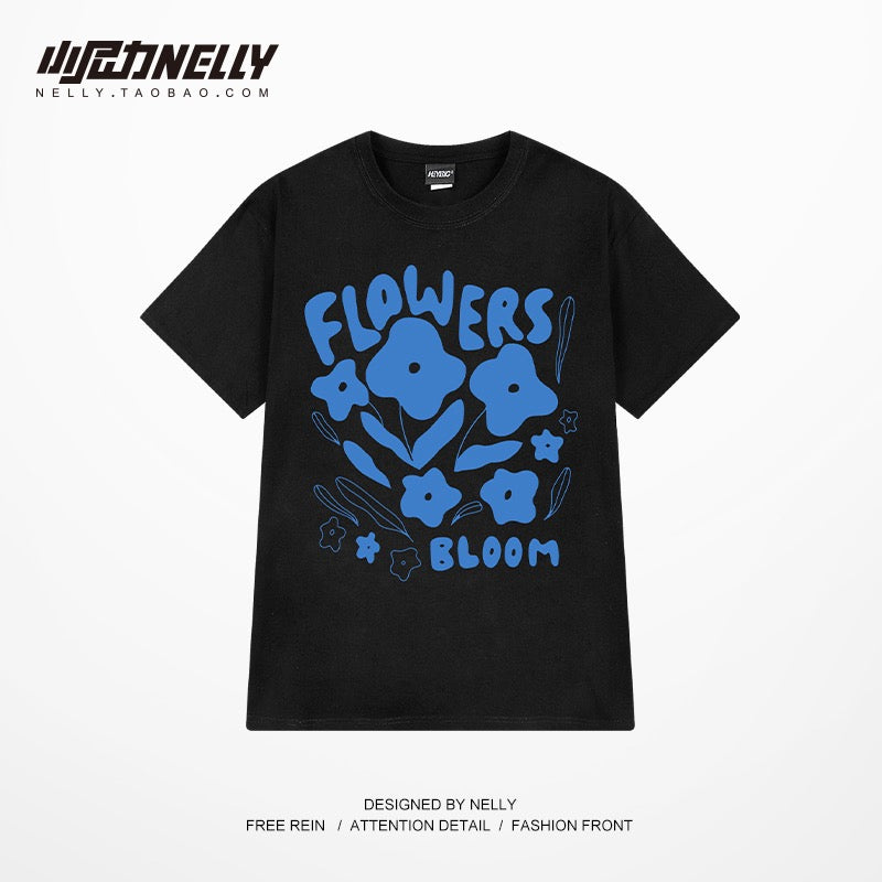 American retro ins tide brand cartoon short-sleeved t-shirt boys summer loose hip-hop high street couple outfit half-sleeved T-shirt