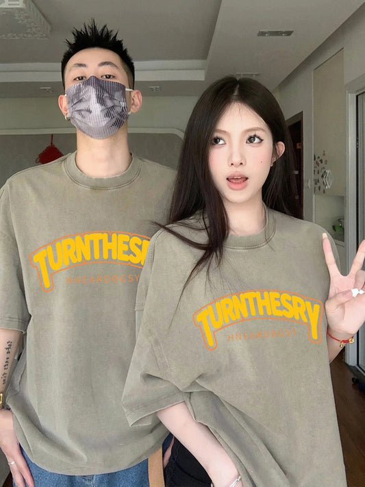 Different couple outfits summer t-shirts 2023 new summer light army green high-end suit couple short-sleeved