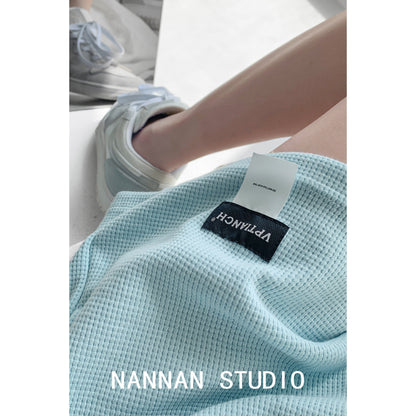 Street hot girl letter label sports shorts women's high waist drawstring slimming wide-leg hot pants loose casual three-point pants