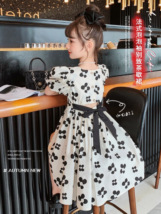 Girls' dress summer dress 2023 new Korean version of foreign style girl middle and big children's princess dress children's summer skirt tide