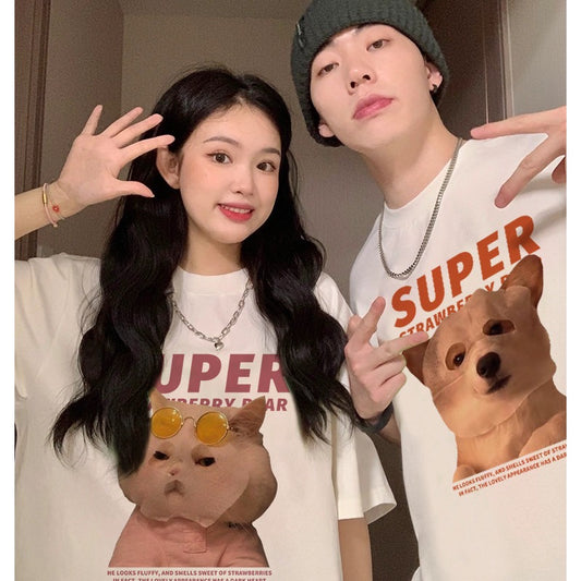 Special couple clothes summer clothes 2023 new trend net red high-end sense very fairy short-sleeved t-shirt suit clothes