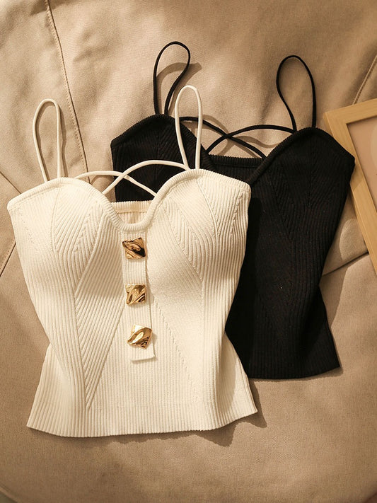 French cross knitting suspender back women's summer inner wear sexy beautiful back self-cultivation high-end bottoming tube top top outer wear
