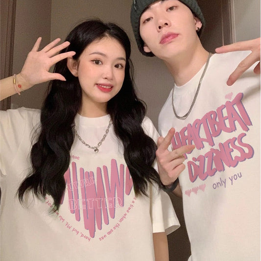 roora couple wear summer short-sleeved 2023 new disoo clothes are particularly different net red t-shirt high-end sense