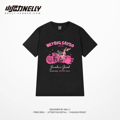 Original brand bad angel cartoon cotton Oversize loose short-sleeved t-shirt Tee half-sleeved mid-sleeved T-shirt bf
